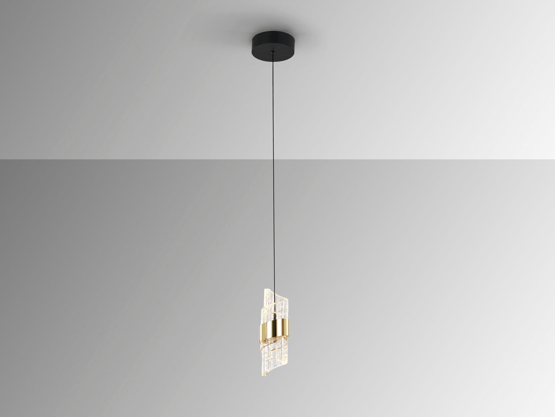 Iliada Single Pendant Light-  Black-Gold
