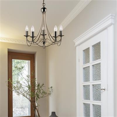 Mayfair 3/5/8 Lt Pendant - Satin Silver/Black Iron/Antique Brass Finish