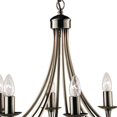 Mayfair 8 Lt Pendant - Satin Silver/Black Iron/Antique Brass Finish