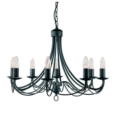 Mayfair 8 Lt Pendant - Satin Silver/Black Iron/Antique Brass Finish