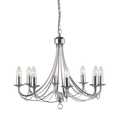 Mayfair 8 Lt Pendant - Satin Silver/Black Iron/Antique Brass Finish