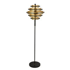 Hive 5Lt Floor Lamp - Black Metal & Gold Leaf Integrated LED