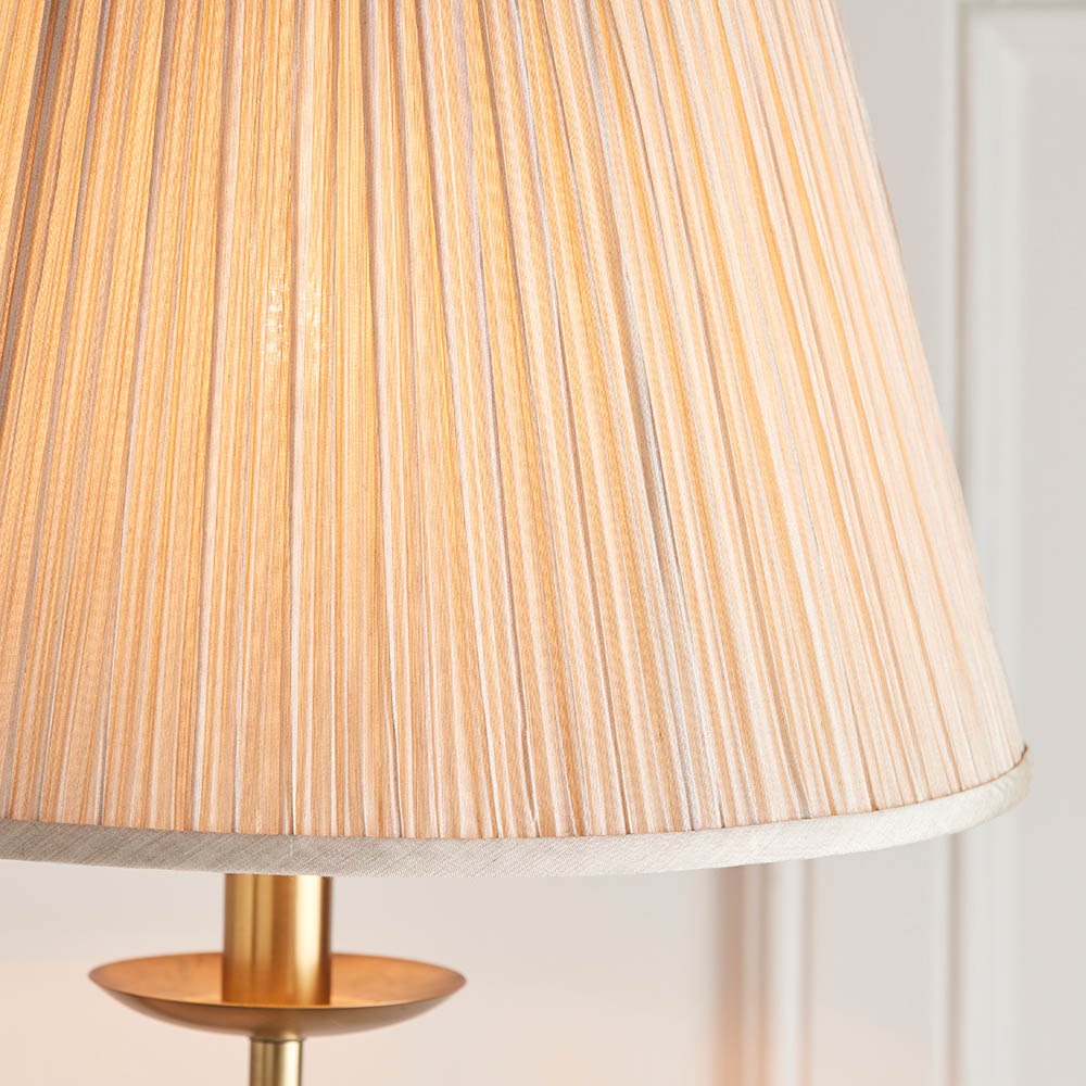 Sirius Swing Arm Floor Lamp Beige Shade - Antique Brass/Nickel Finish E27