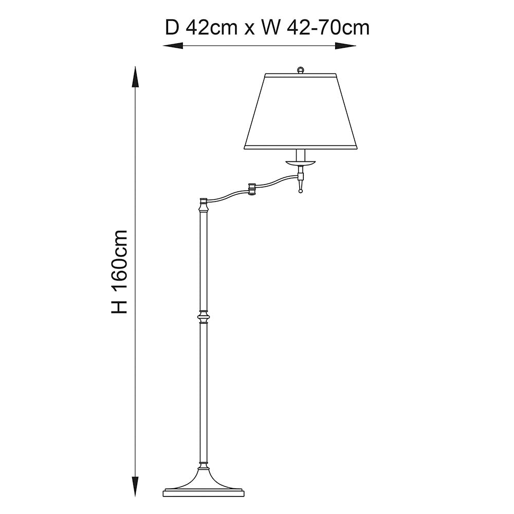 Sirius Swing Arm Floor Lamp Beige Shade - Antique Brass/Nickel Finish E27