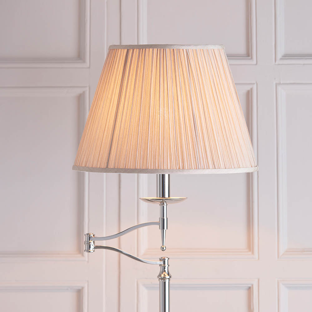 Sirius Swing Arm Floor Lamp Beige Shade - Antique Brass/Nickel Finish E27