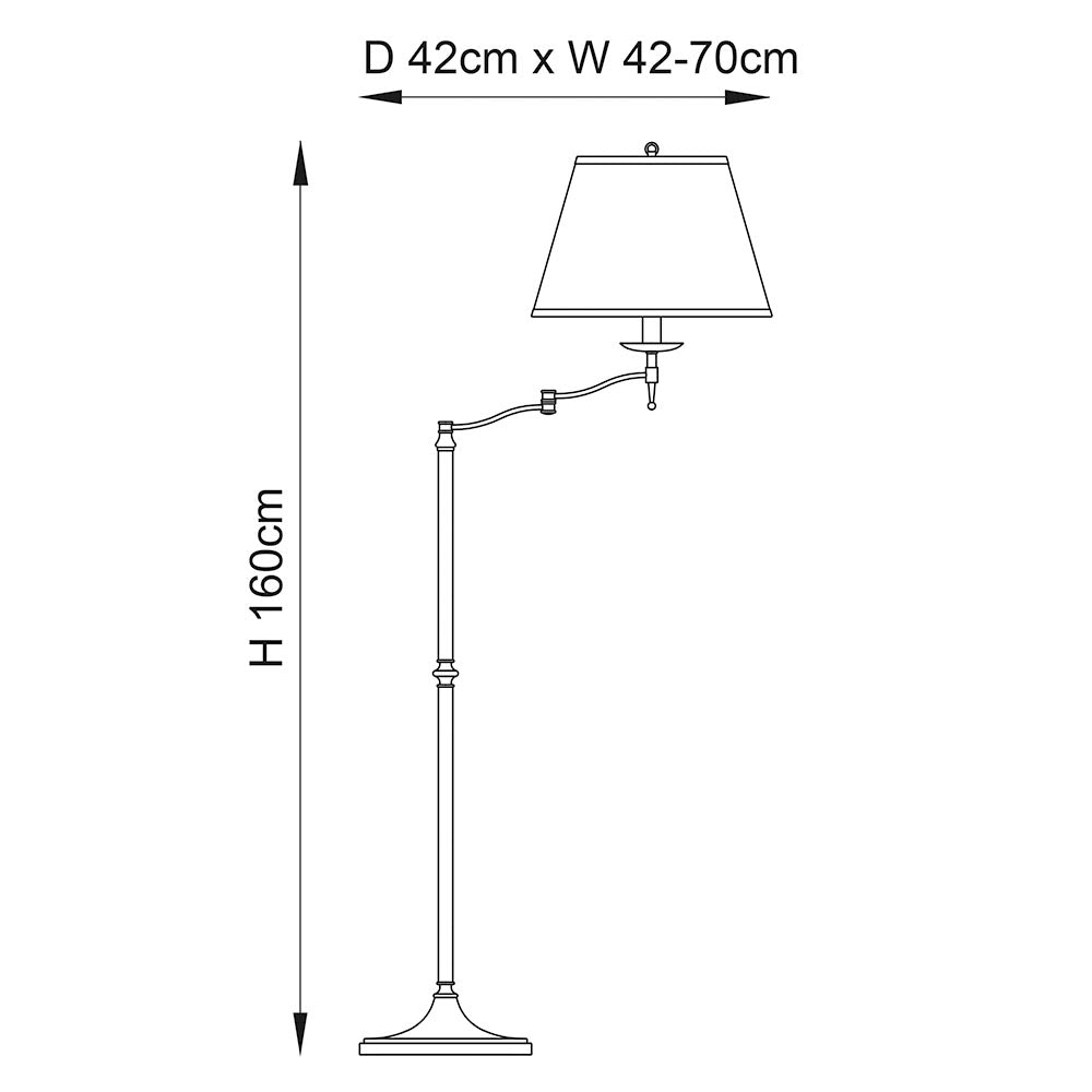Sirius Swing Arm Floor Lamp Beige Shade - Antique Brass/Nickel Finish E27