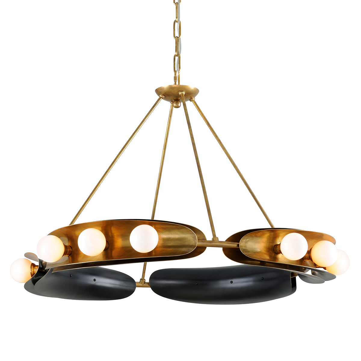 Hopper 9/12Lt Chandelier - Brass & Black
