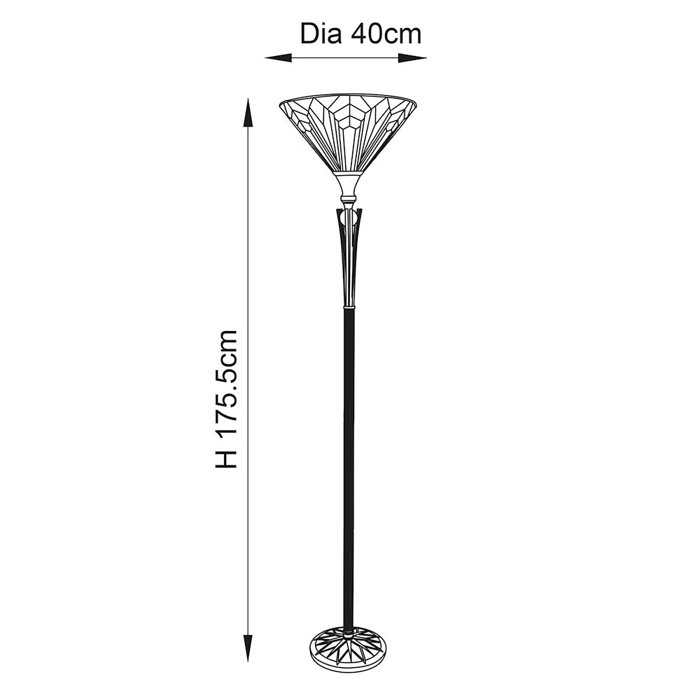 Alcyone Uplighter Floor Lamp -  Black Finish E27