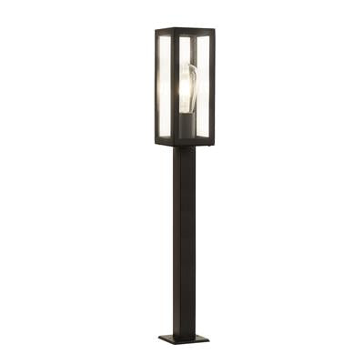 Box Outdoor Post - Black Metal & Clear Glass