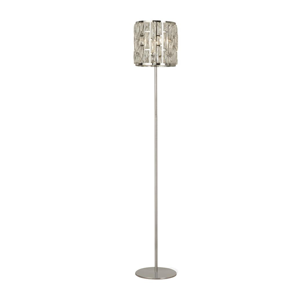 Bijou Floor Lamp - Antique Brass Metal/Chrome Metal & Champagne Glass E27