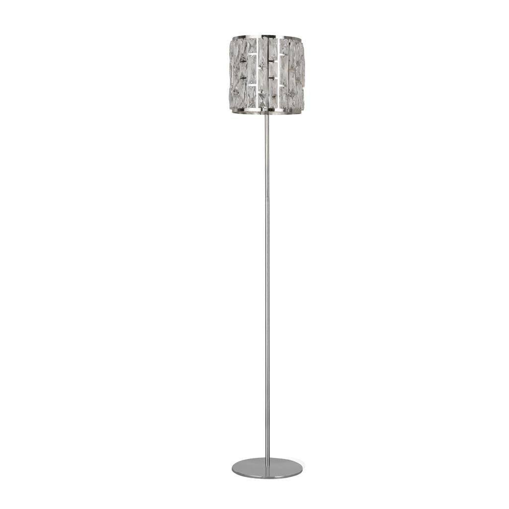 Bijou Floor Lamp - Antique Brass Metal/Chrome Metal & Champagne Glass E27