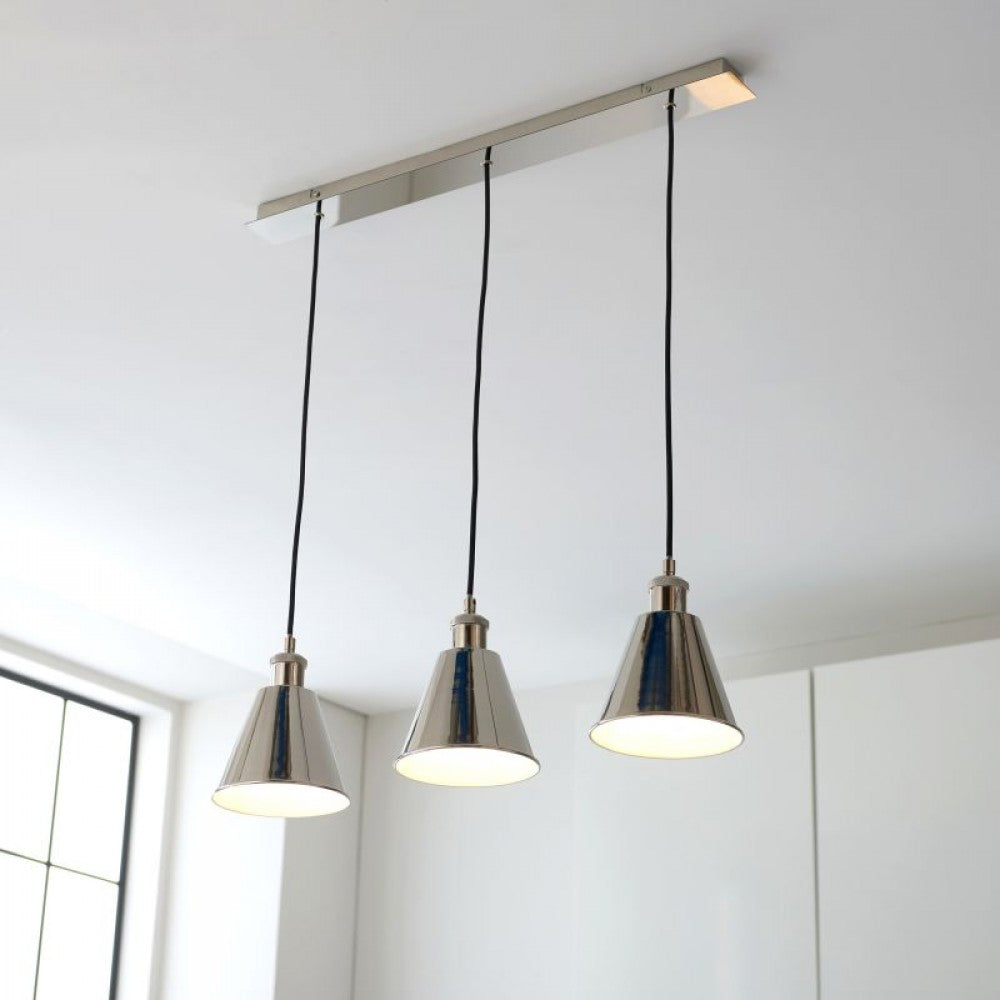 Drummond 3Lt Linear Pendant - Bright Nickel