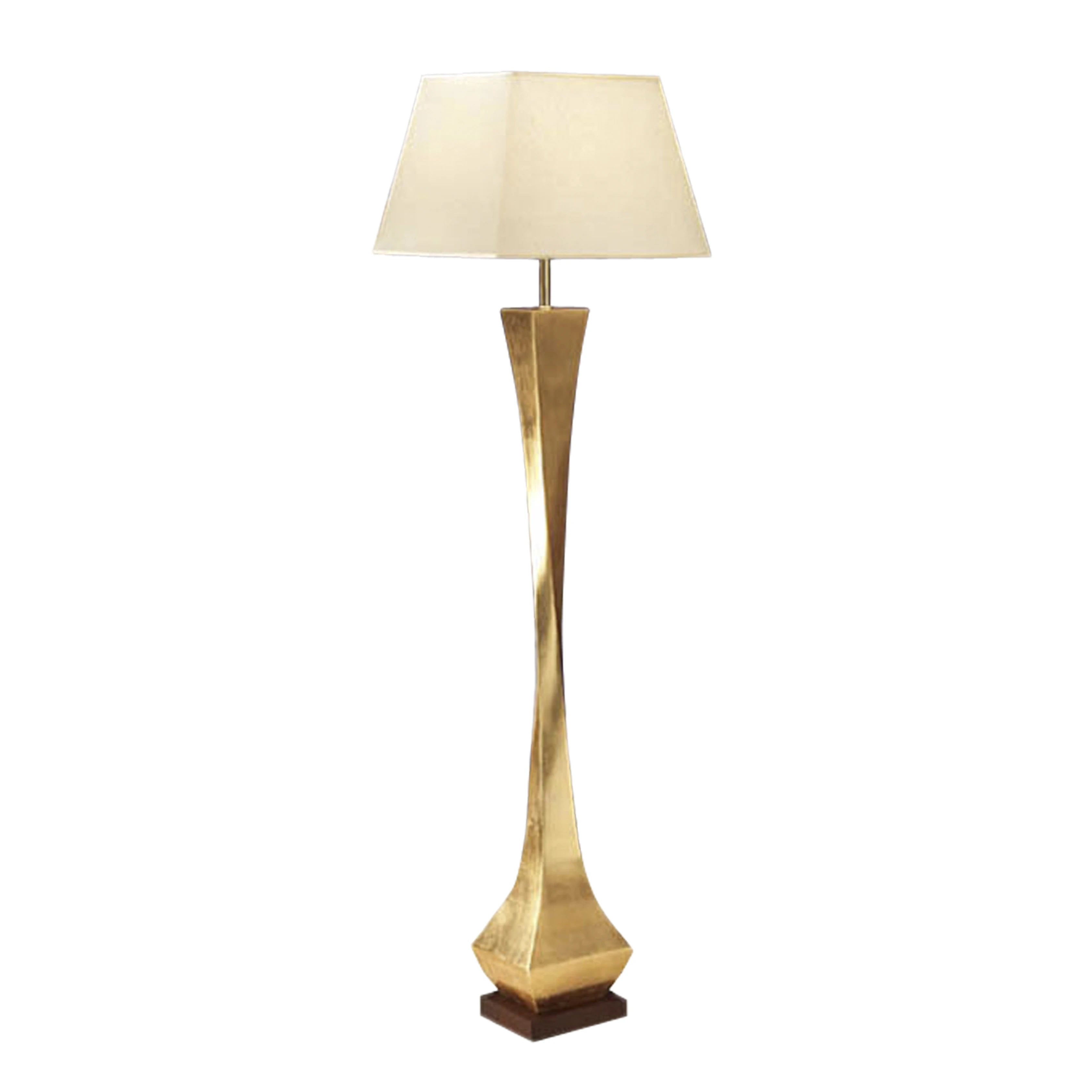 Deco 1Lt Floor Lamp - Gold & Walnut