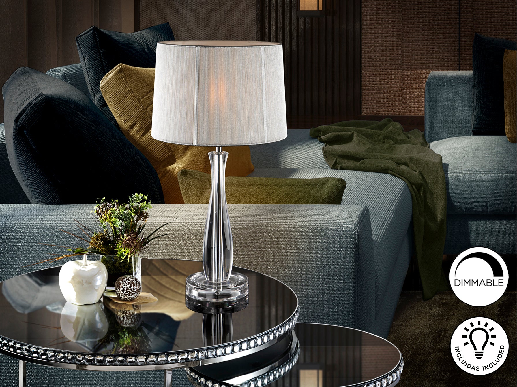 Lin Clear Table Lamp W/Shade