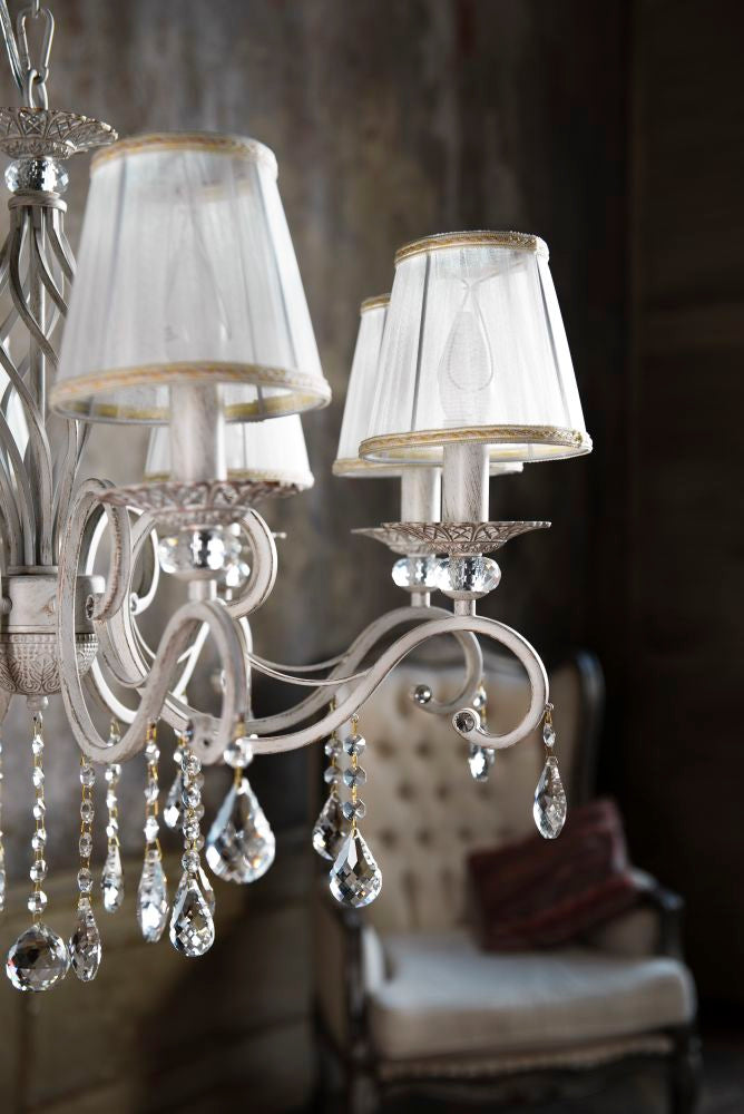 Grace 8Lt Chandelier - White with Gold finish