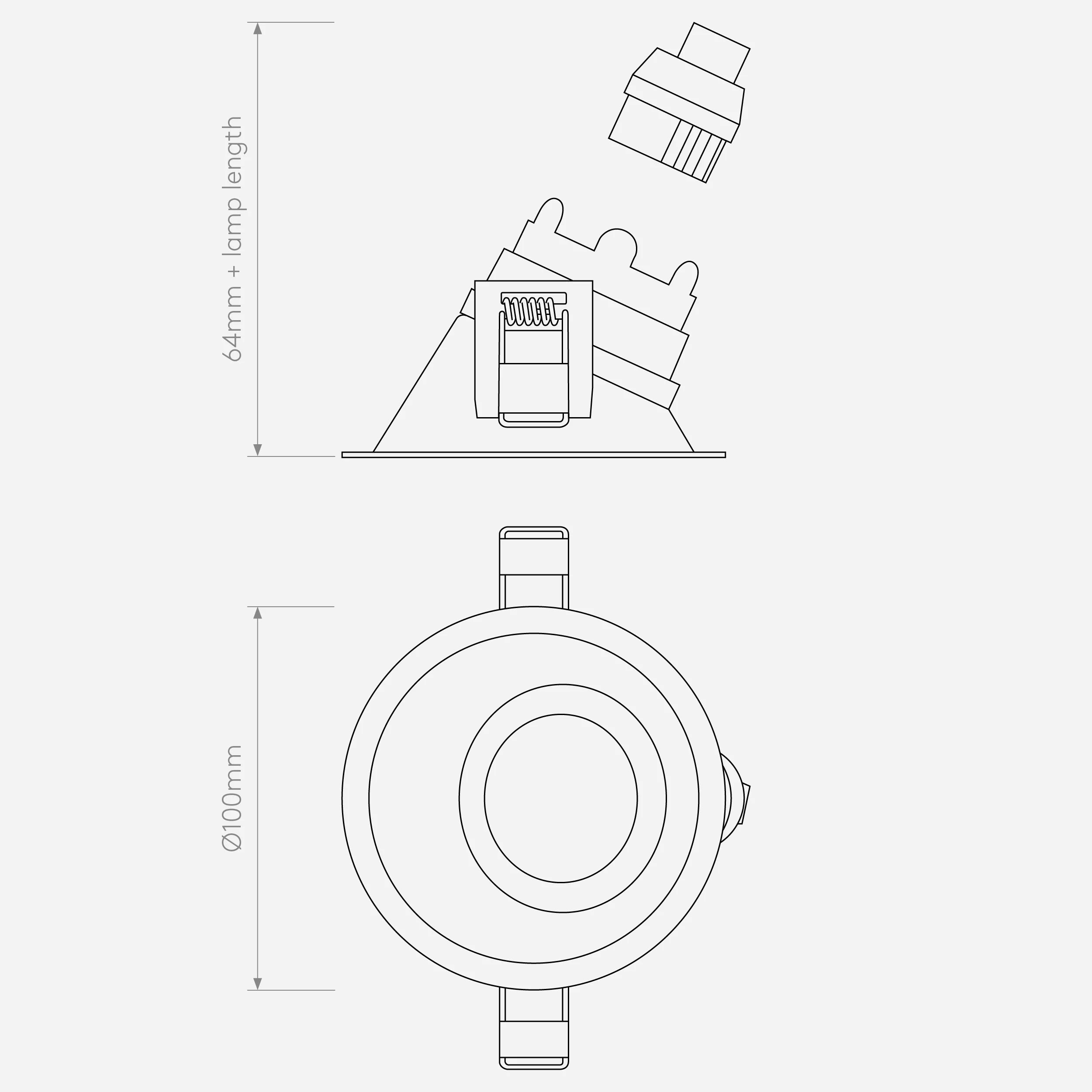 Minima 25° IP65 Fixed Round Downlight - Black/White