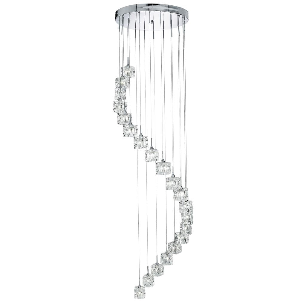 Ice Cube 5/8/20Lt Multi-Drop Pendant - Chrome Metal & Glass Integrated LED