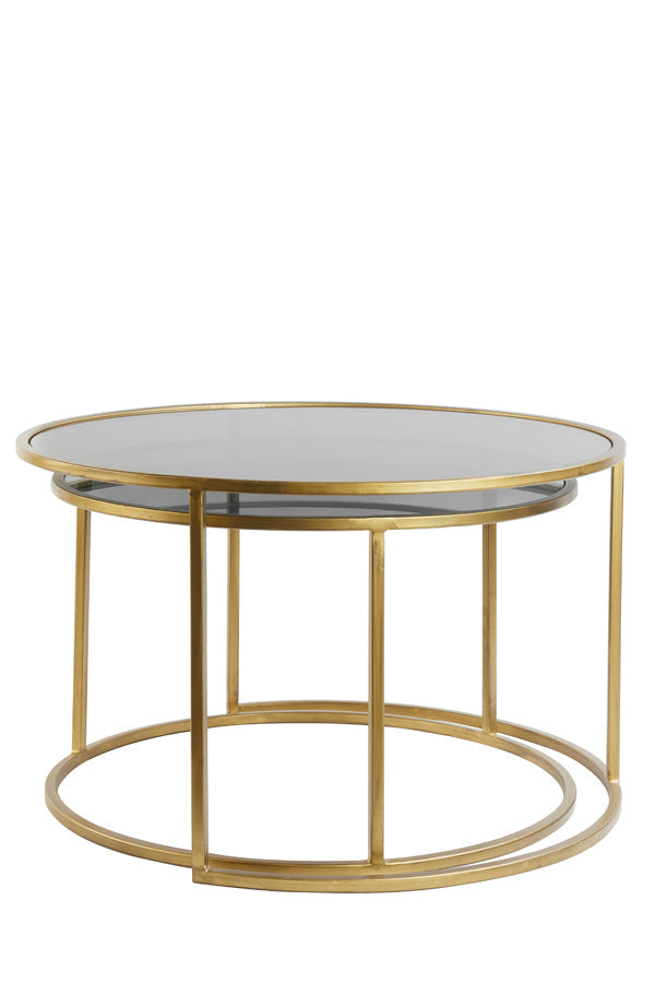 Duarte Coffee Table - Smoked Glass & Gold Finish