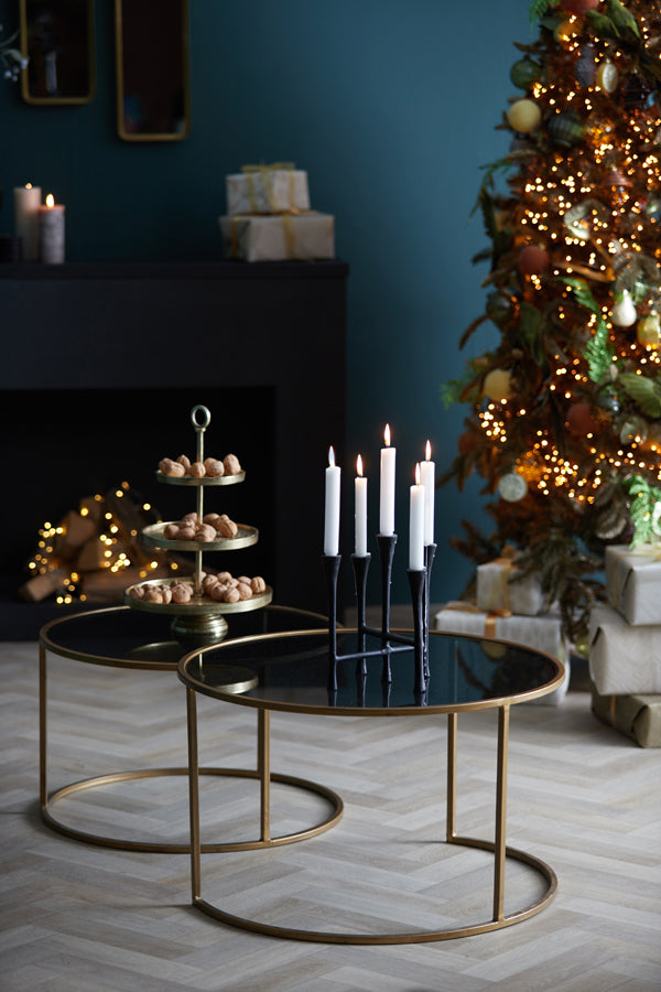 Duarte Coffee Table - Smoked Glass & Gold Finish