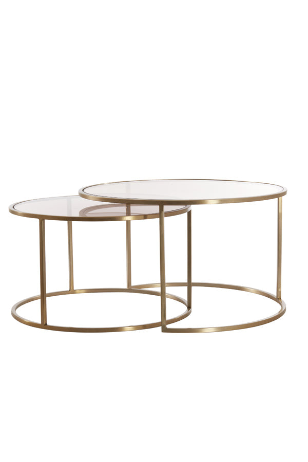 Duarte Coffee Table - Brown Glass & Gold Finish