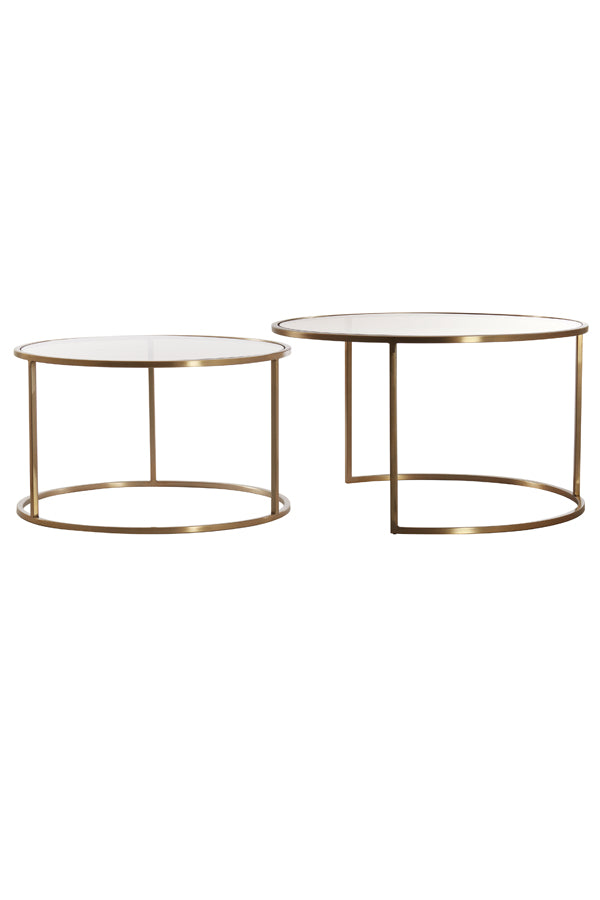 Duarte Coffee Table - Brown Glass & Gold Finish