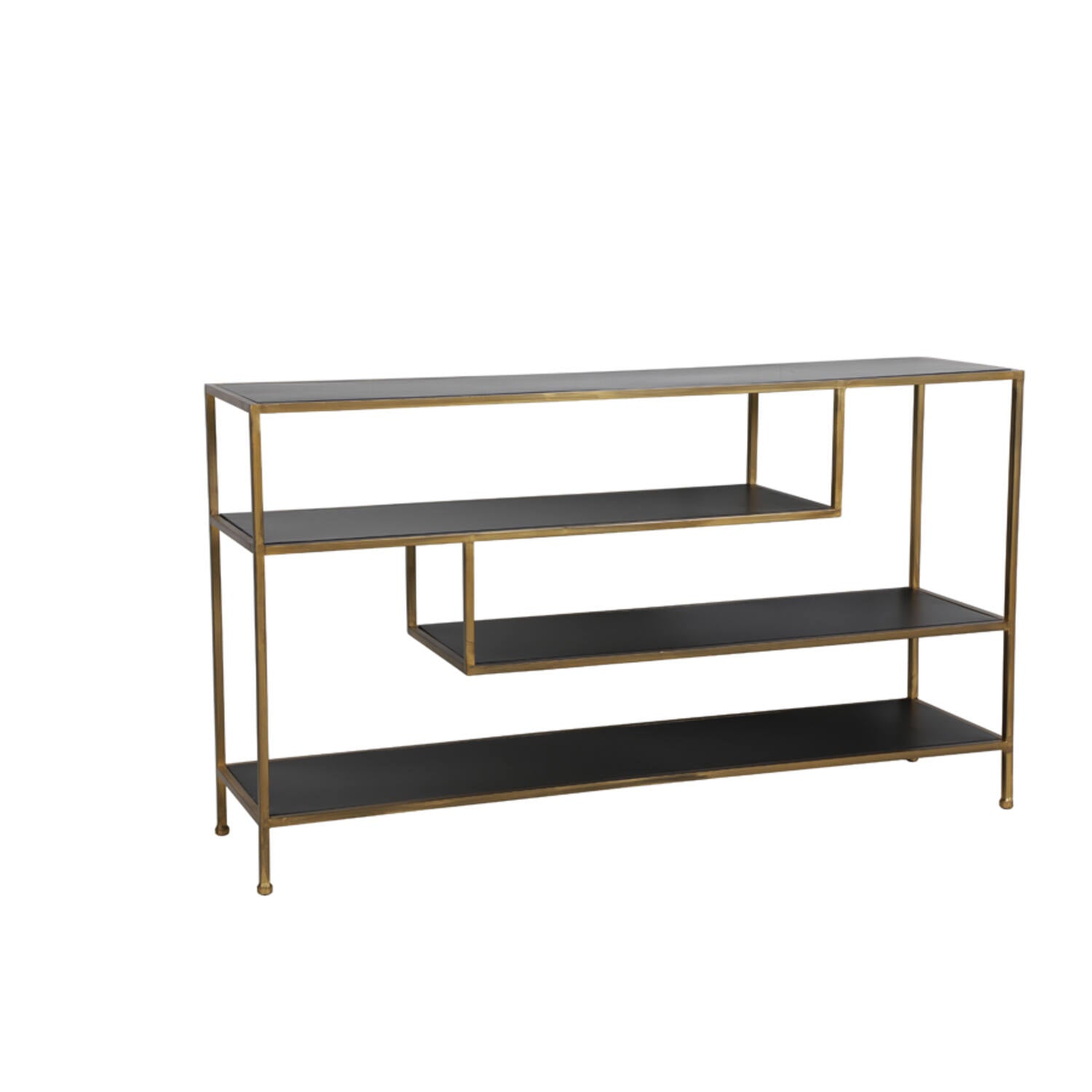 Ylaya Console 140x35x80,5 cm Antique Black/ Matt Black - Gold