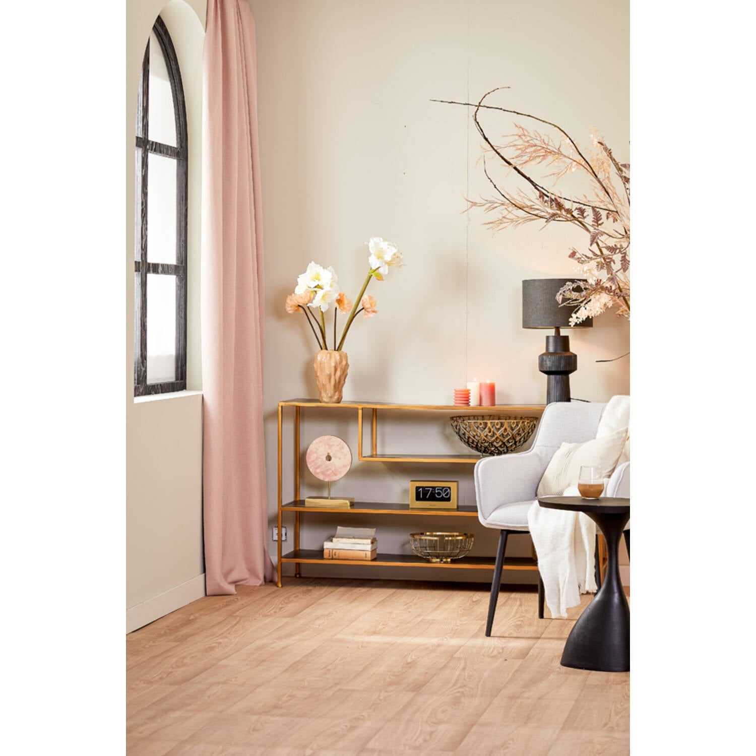 Ylaya Console 140x35x80,5 cm Antique Black/ Matt Black - Gold