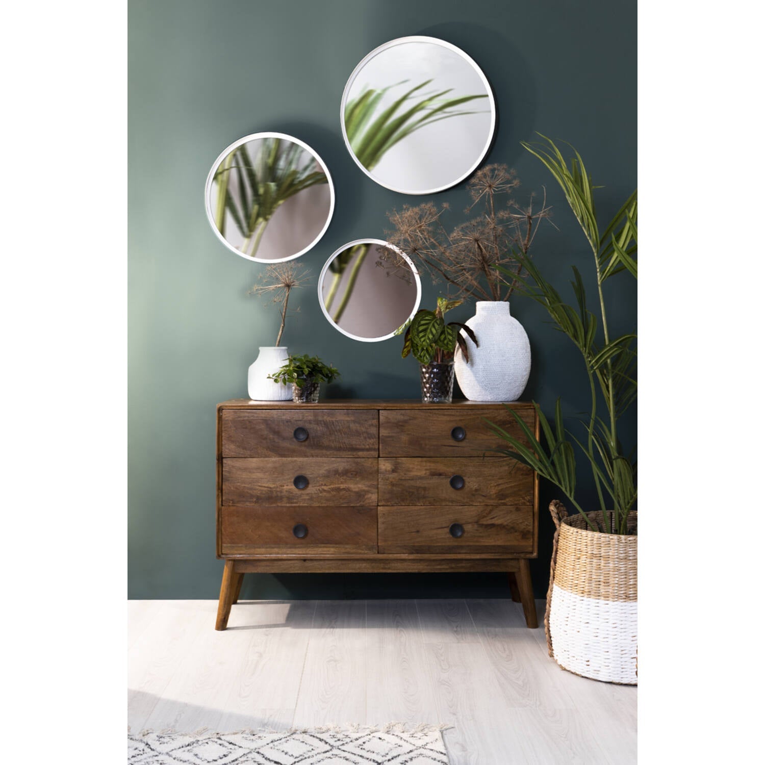 Espita Medium Cabinet - Oil Brown Wood Finish