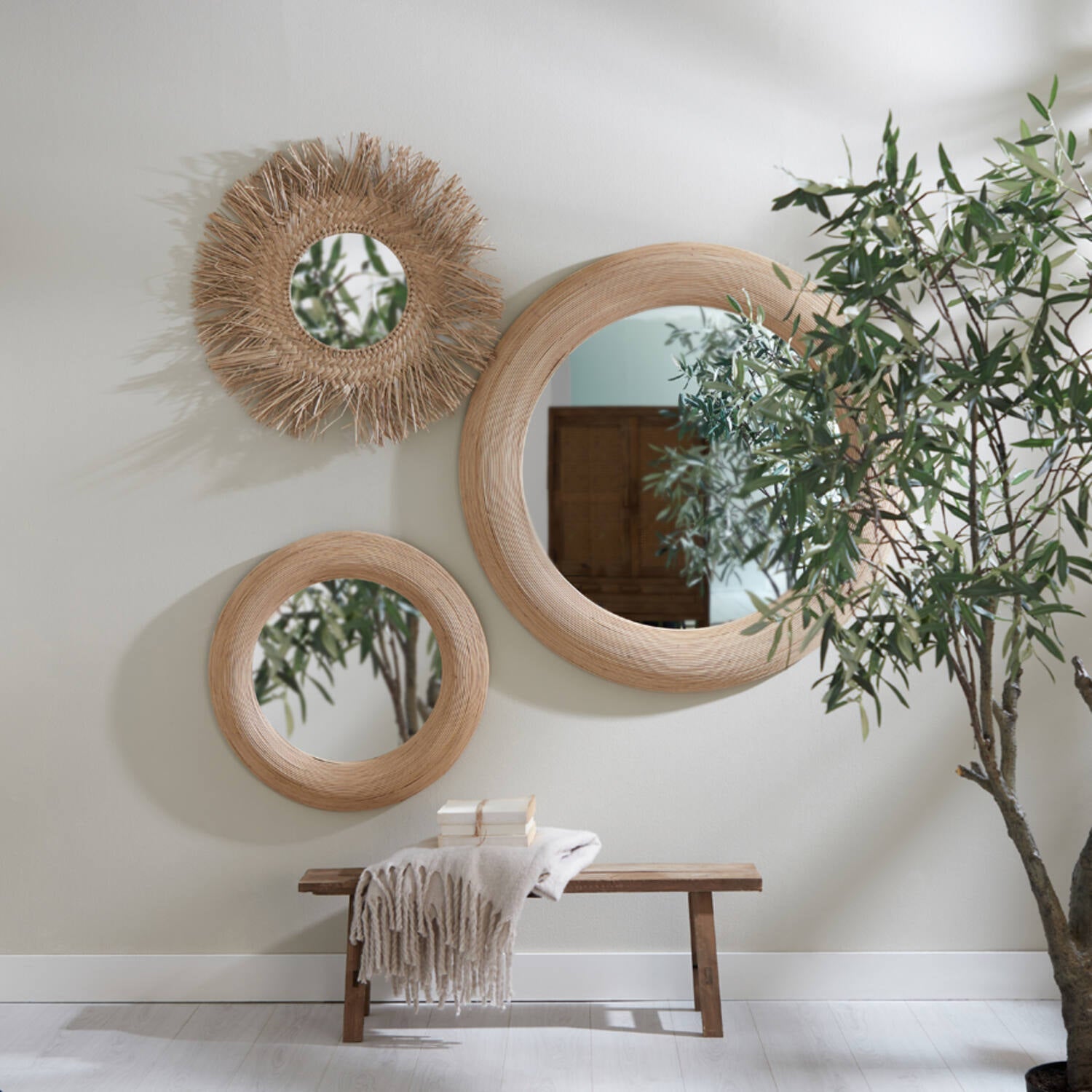 Safane Natural Fir Wood Bench