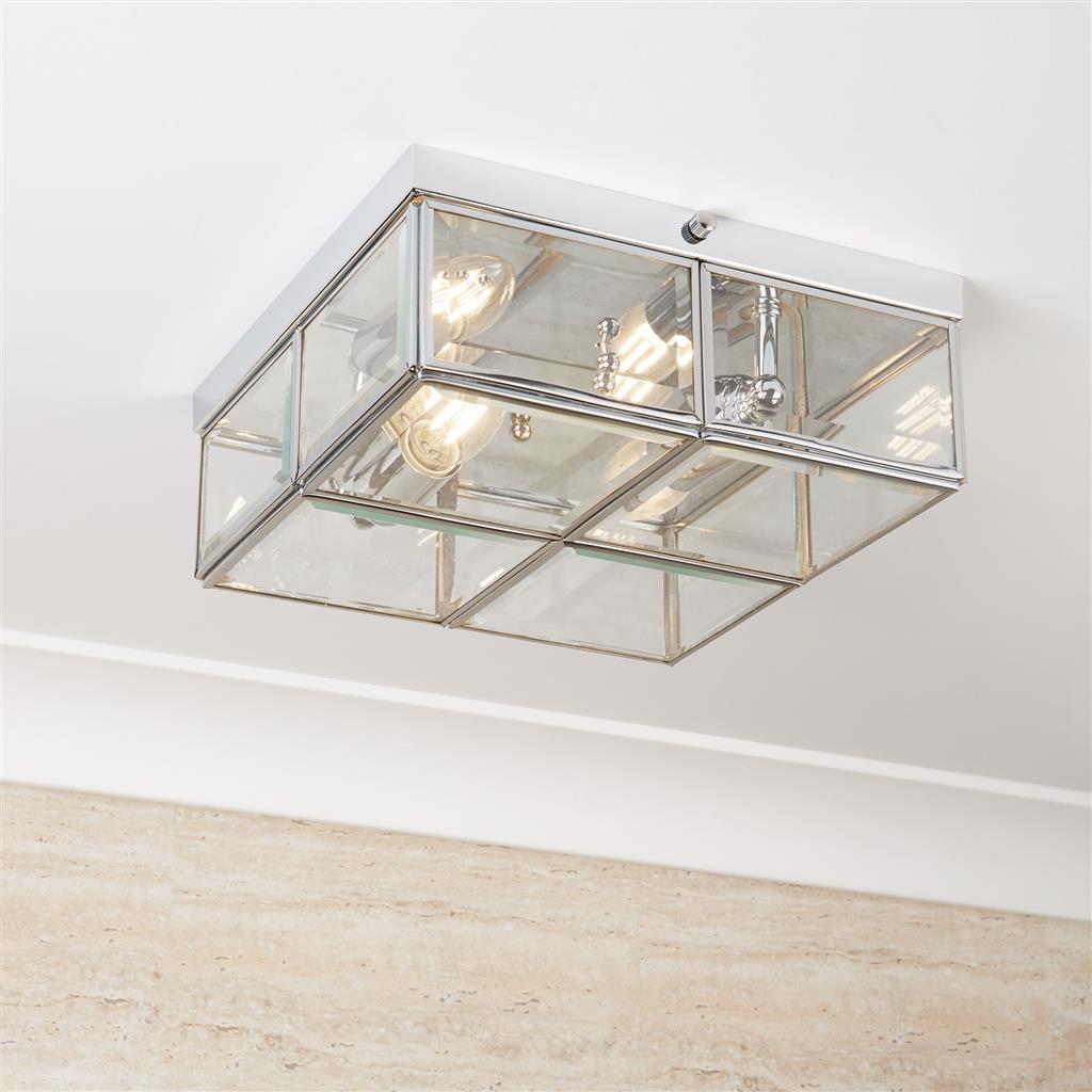 Pisa 2Lt Flush - Chrome Metal & Clear Bevelled Glass