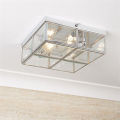 Pisa 2Lt Flush - Chrome Metal & Clear Bevelled Glass