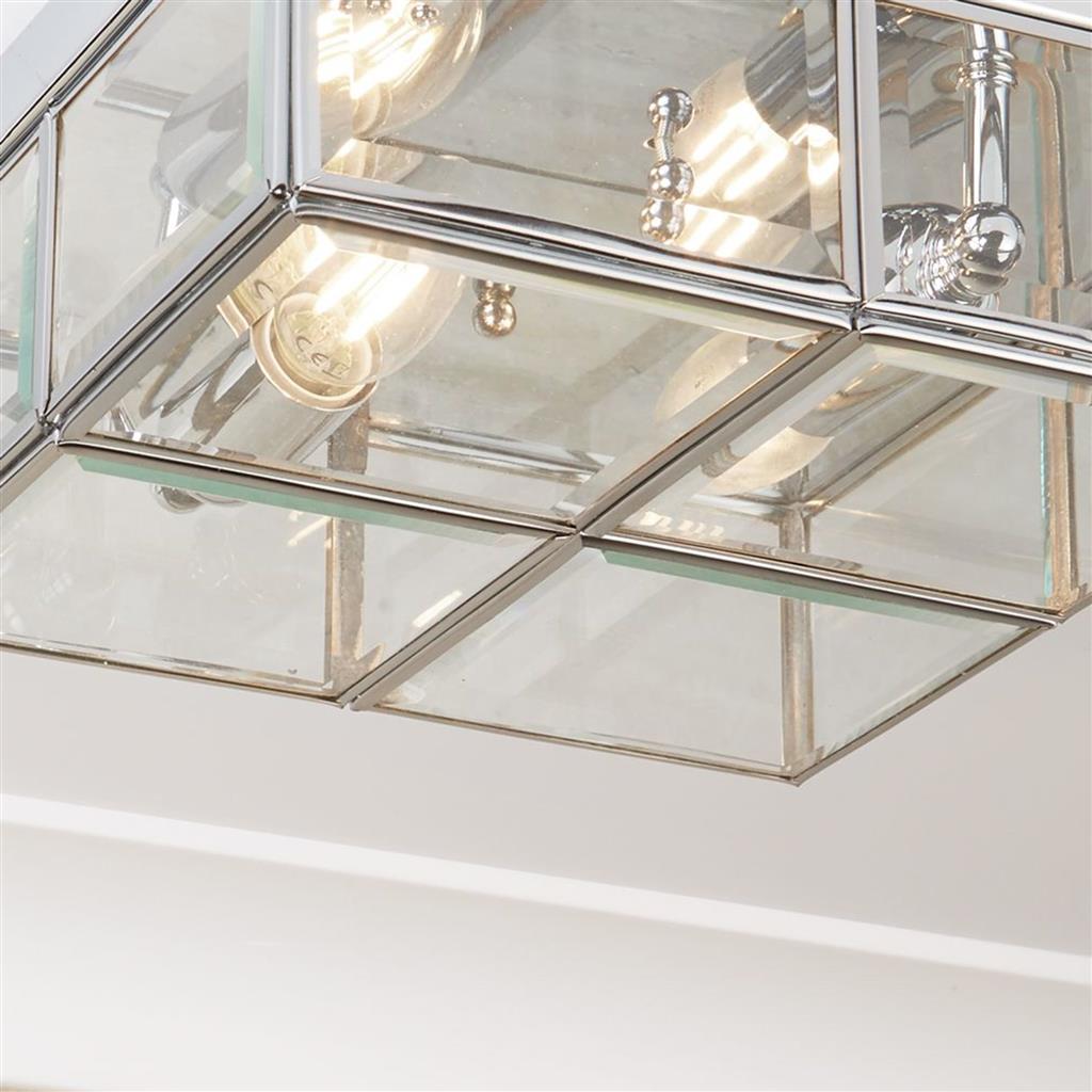 Pisa 2Lt Flush - Chrome Metal & Clear Bevelled Glass