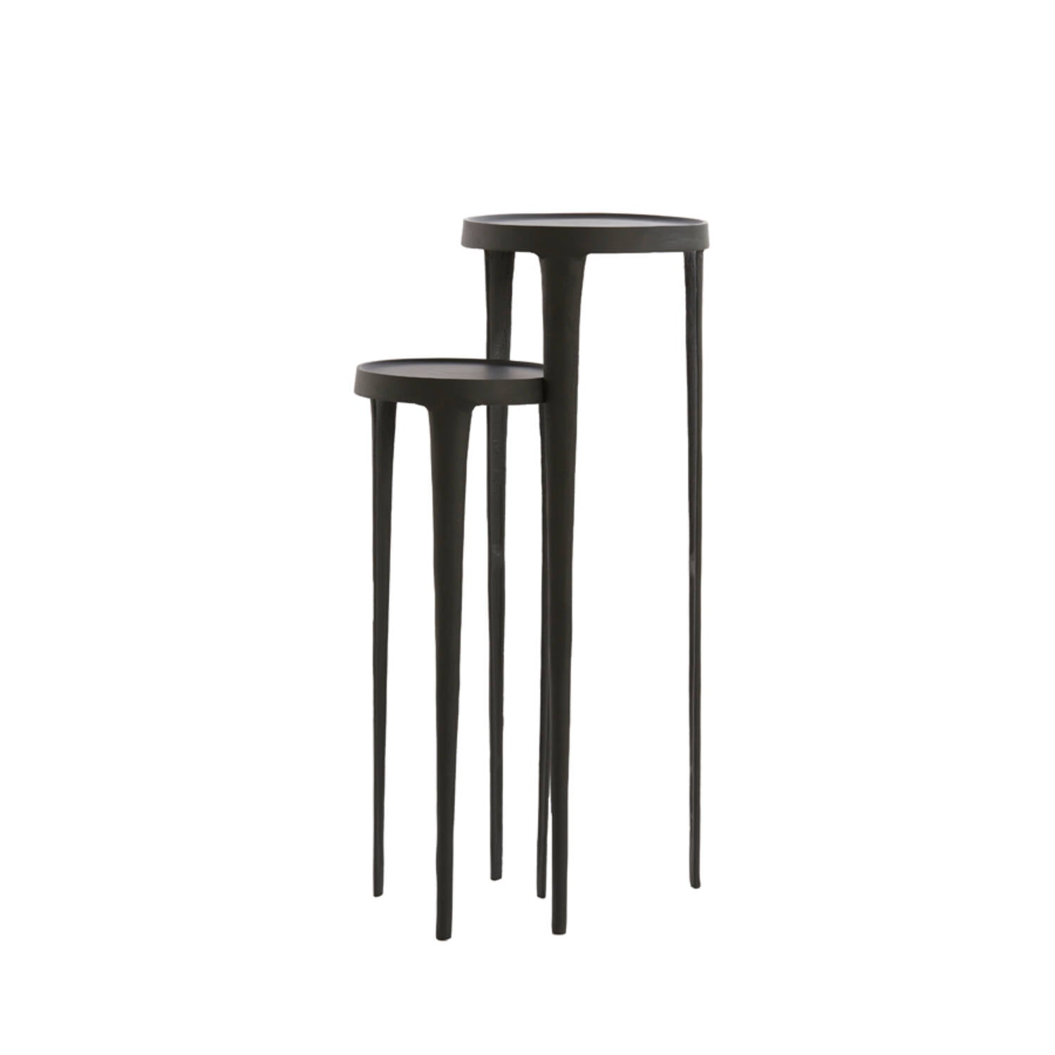 Tobias Pillar S/2 Ø30x80+Ø35x100 cm- Black