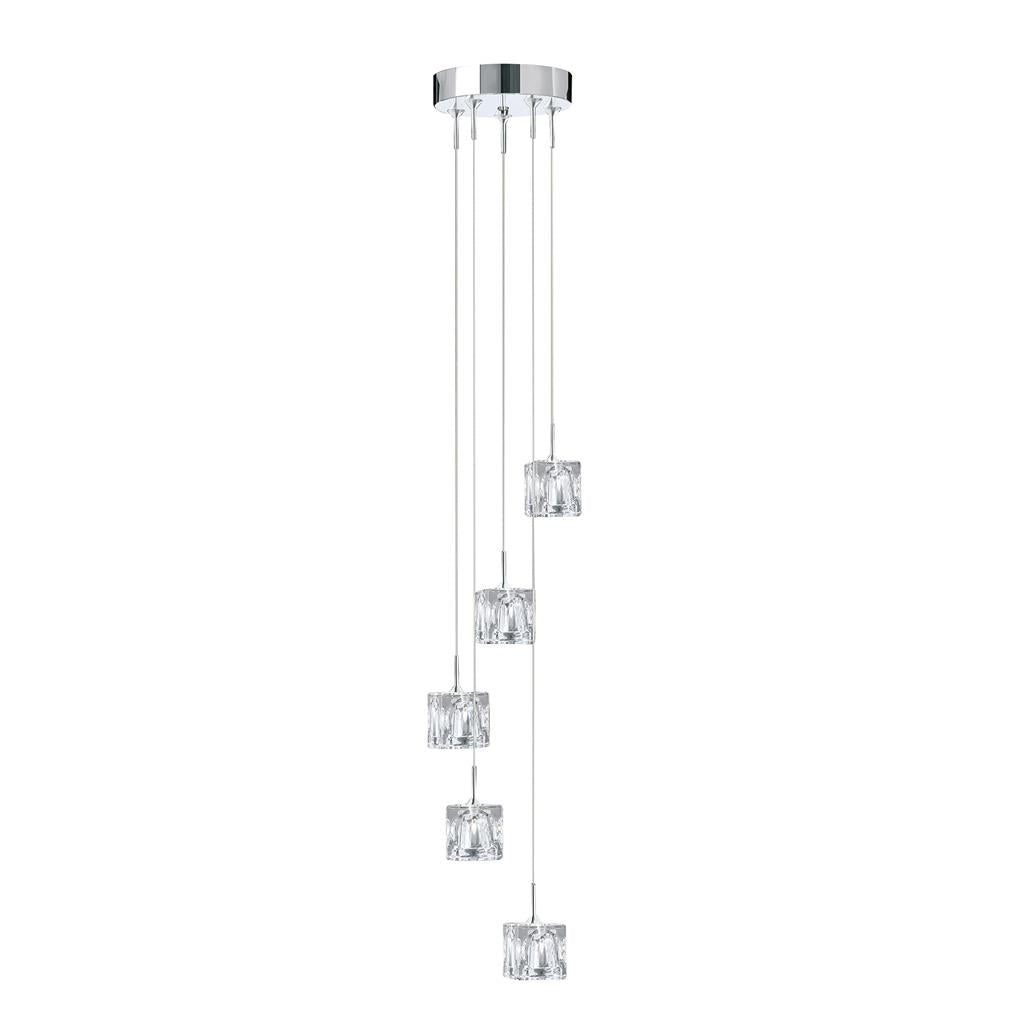 Ice Cube 5/8/20Lt Multi-Drop Pendant - Chrome Metal & Glass Integrated LED