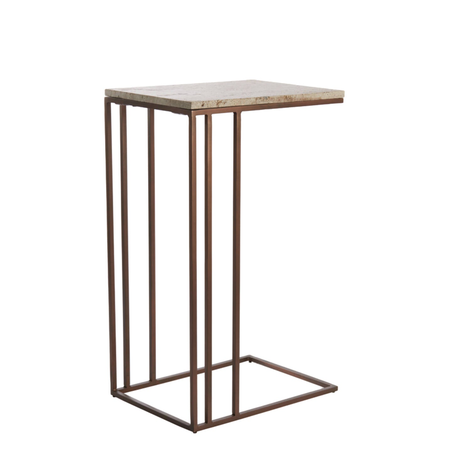 Roshan Side table 41x31x66 cm-  White Marble/ Travertine Finishes