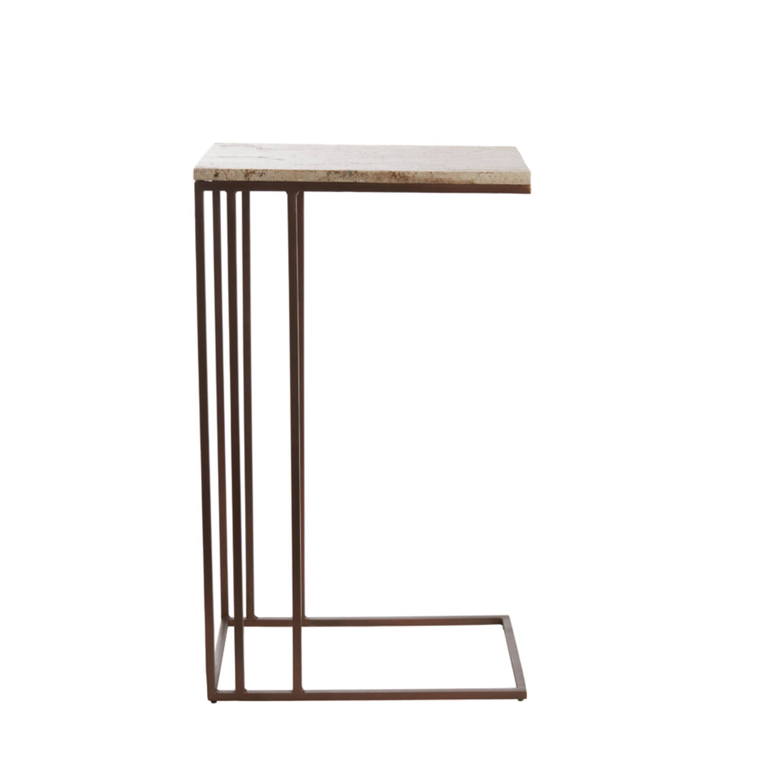 Roshan Side table 41x31x66 cm-  White Marble/ Travertine Finishes
