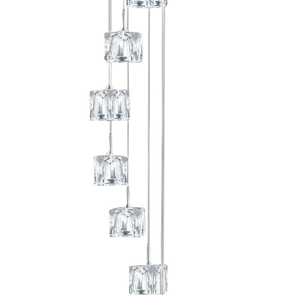 Ice Cube 5/8/20Lt Multi-Drop Pendant - Chrome Metal & Glass Integrated LED