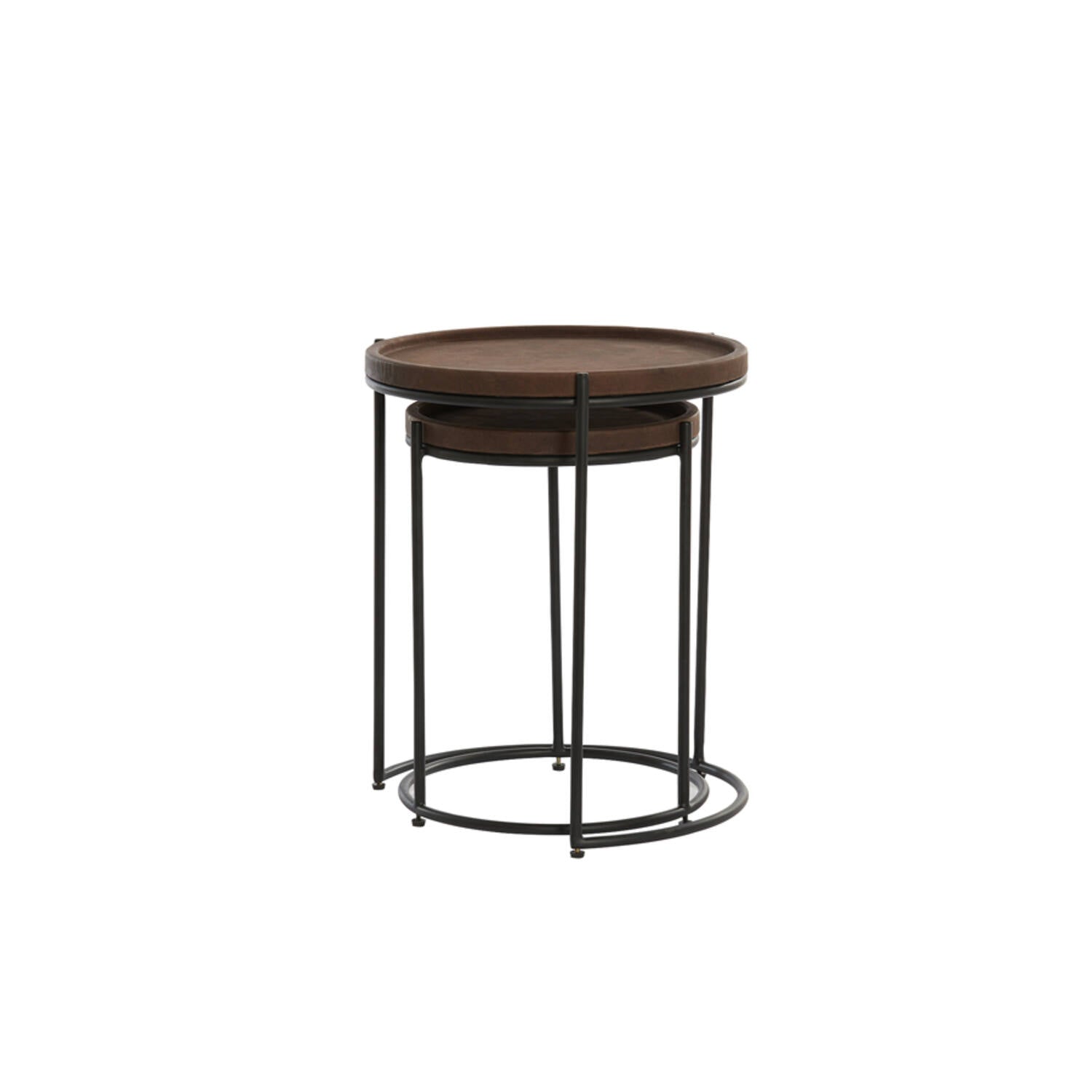 Jairo Side table Leather Brown + Black