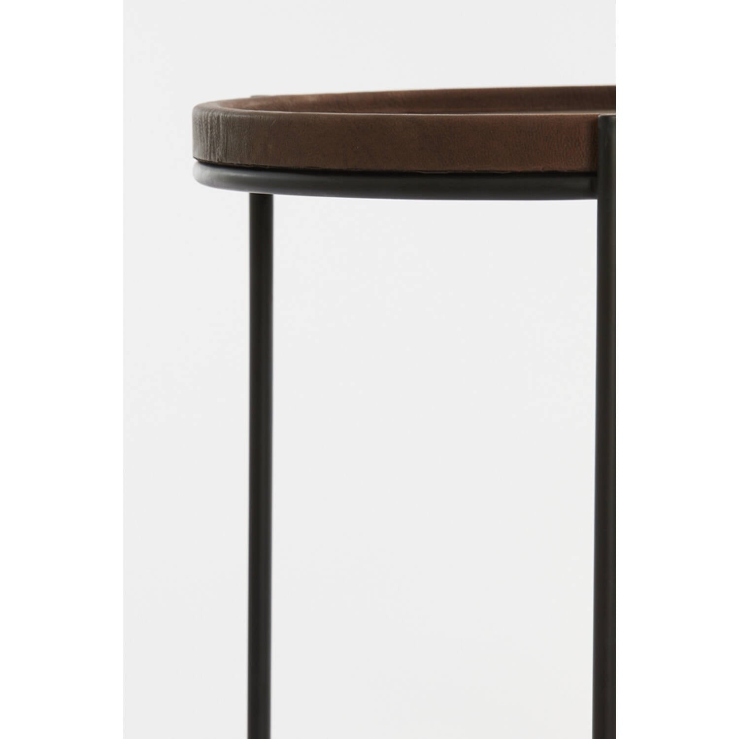 Jairo Side table Leather Brown + Black