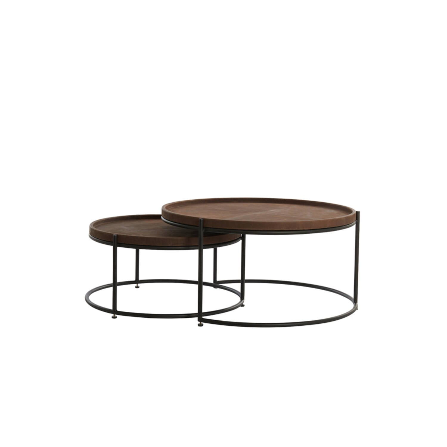 Jairo Side table Leather Brown + Black