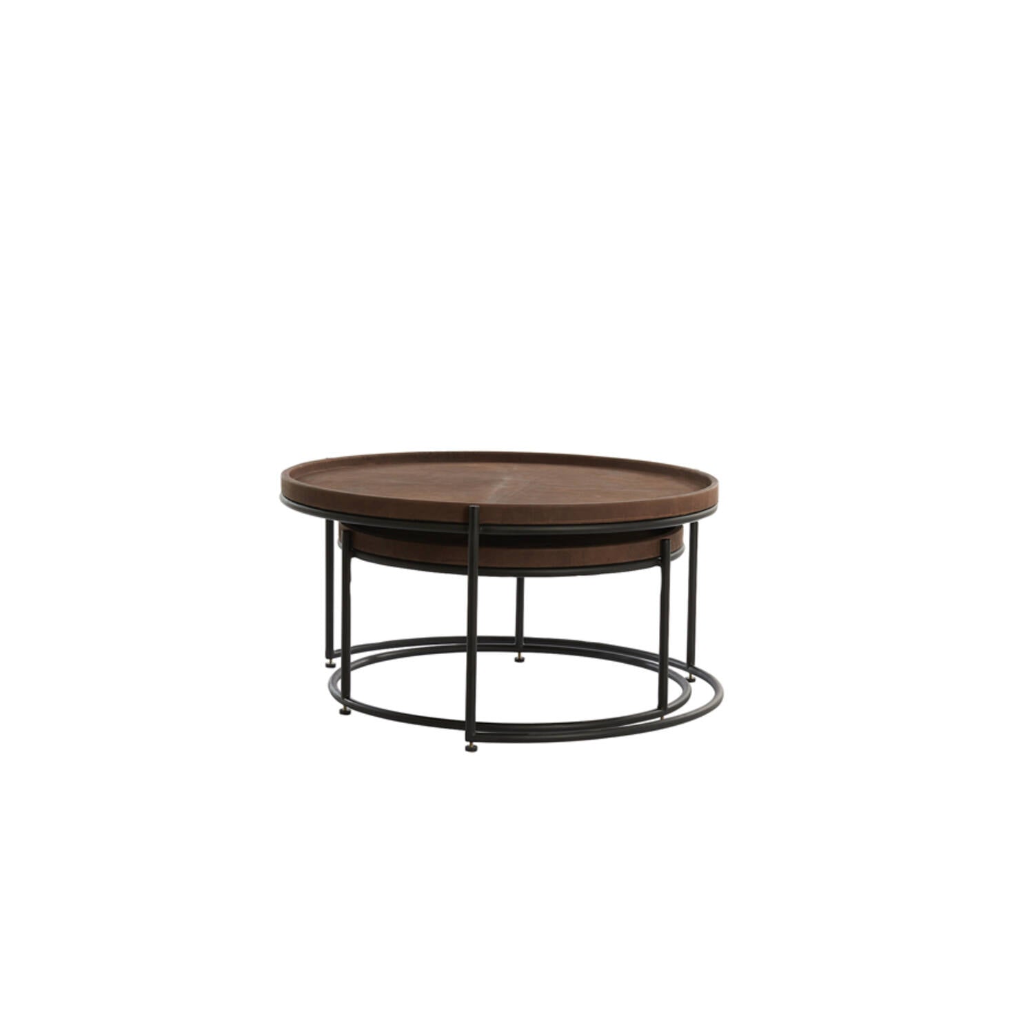 Jairo Side table Leather Brown + Black