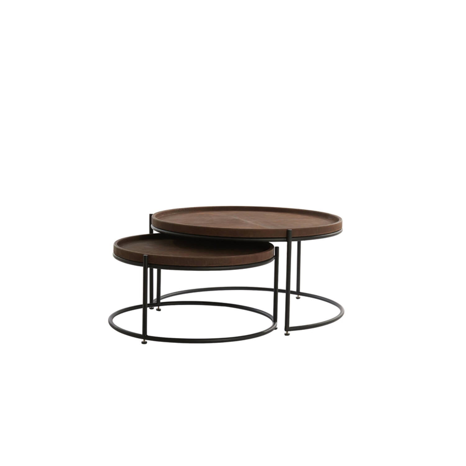 Jairo Side table Leather Brown + Black