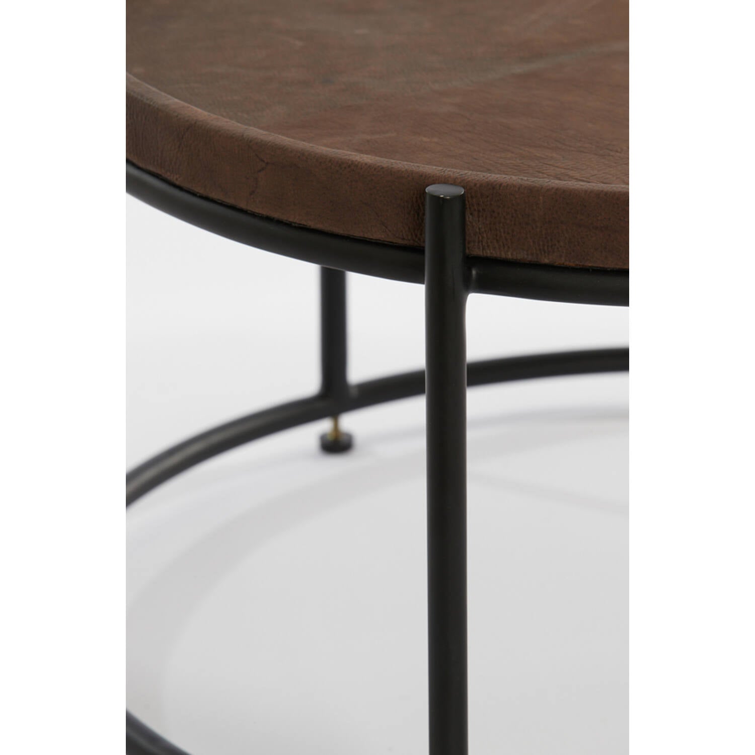 Jairo Side table Leather Brown + Black