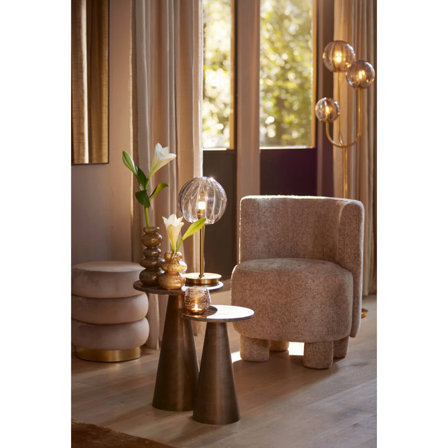 Ynez Side Table- Dark Brown Marble+Dark Brown