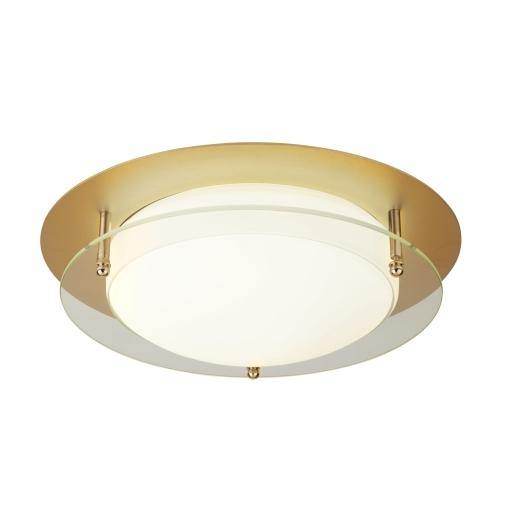 6830-38GO LED FLUSH LIGHT, 38CM, GOLD WITH GLASS HALO RING - Cusack Lighting