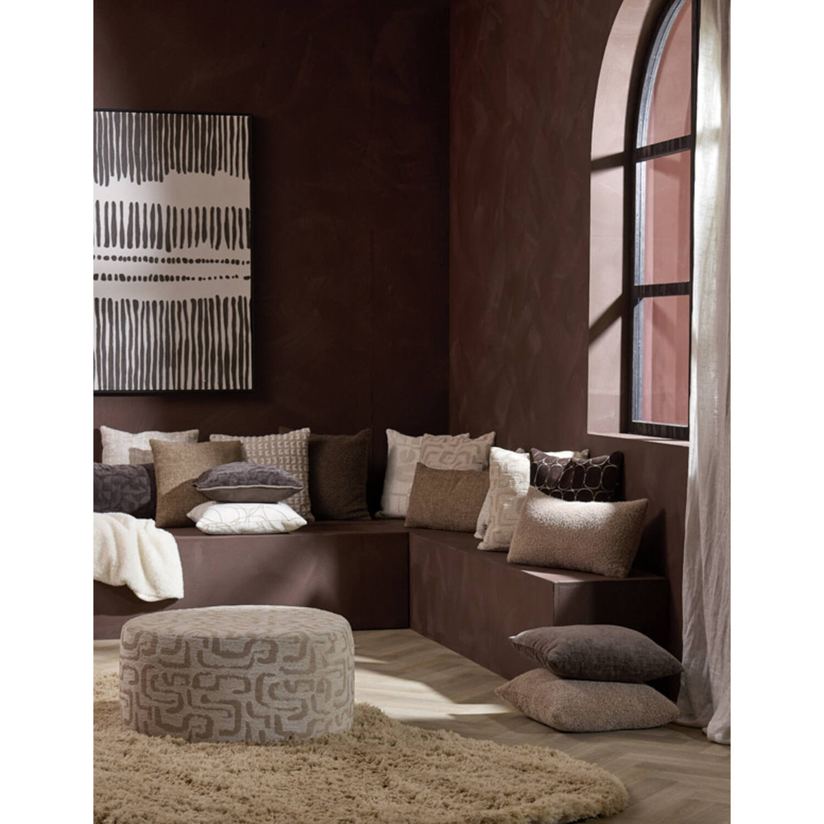Liberia Pouf- Beige Sand Finish
