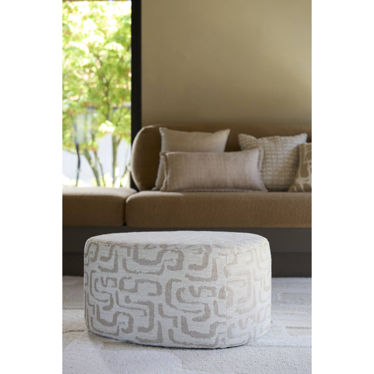 Liberia Pouf- Beige Sand Finish