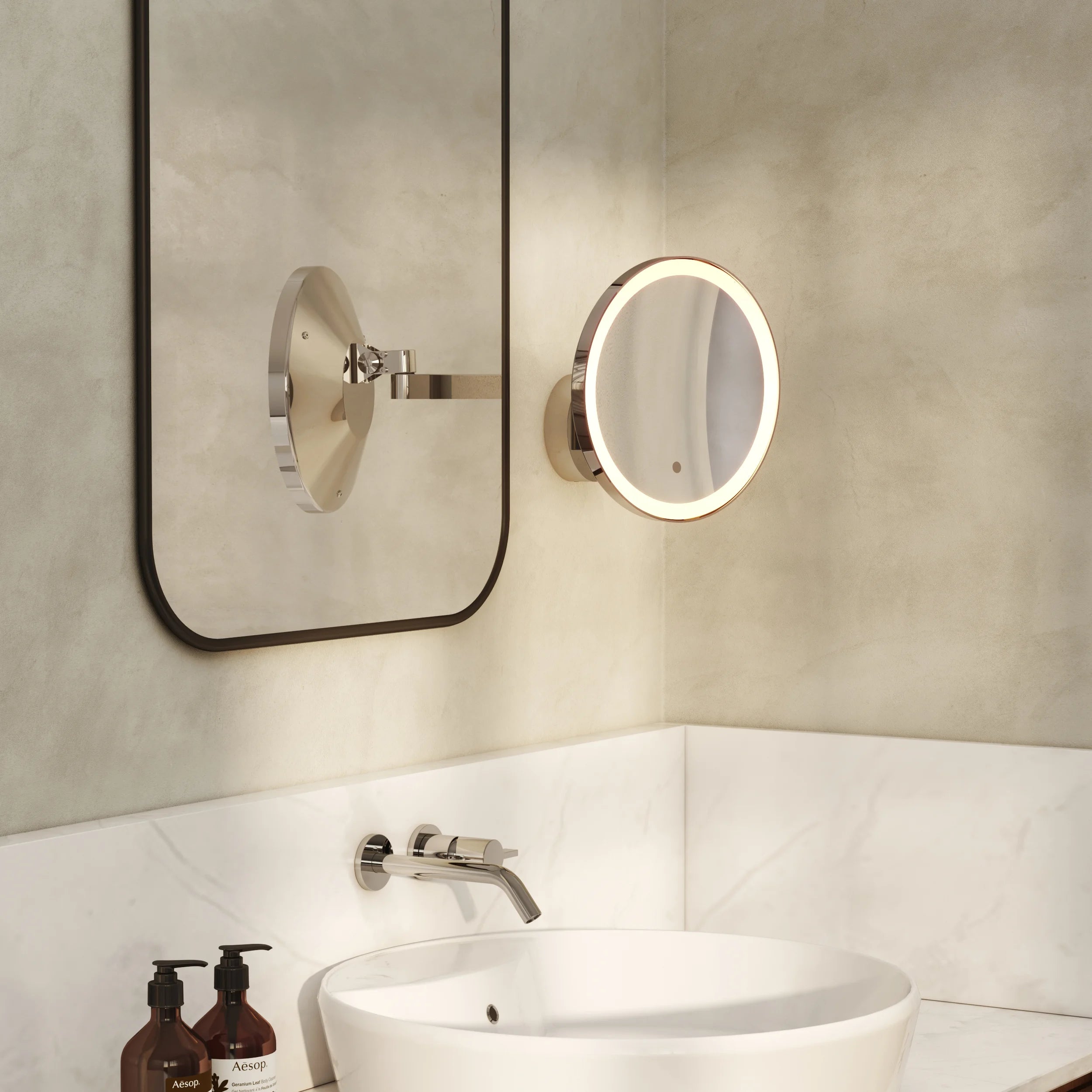 Nagoya Bathroom Mirror- Polished Chrome/ Black
