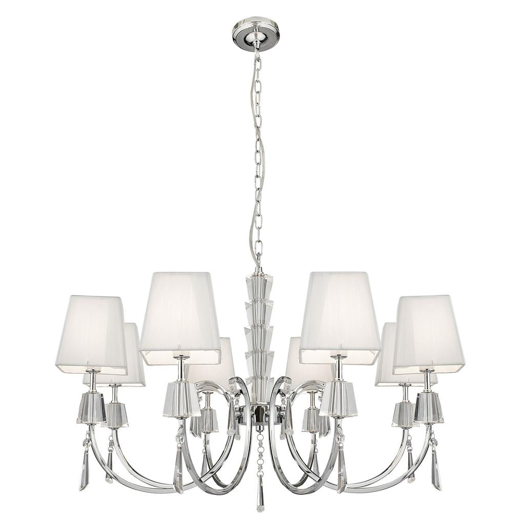 Portico 5/8Lt Multi-Arm Pendant - Chrome Metal, Acrylic & String Shades