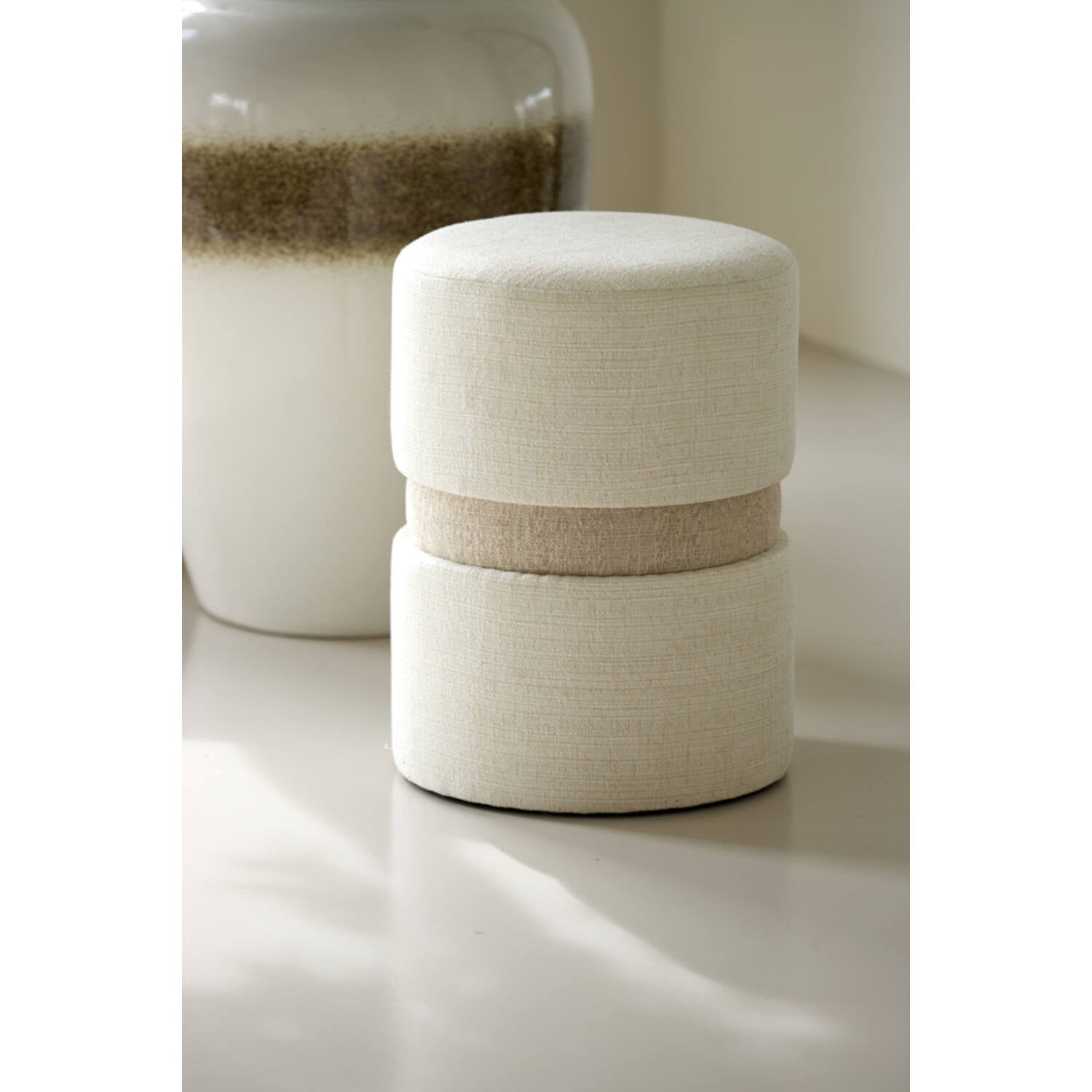 Novira Pouf - Beige & Cream